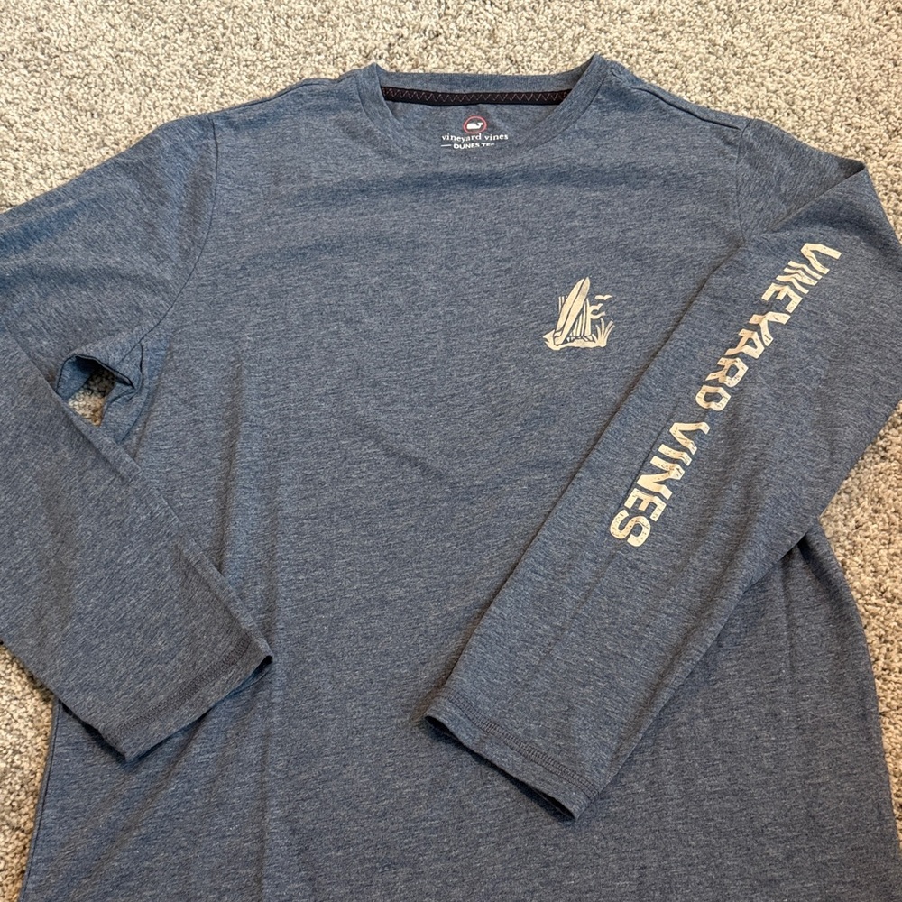 Vineyard Vines Kids Heathered Blue Long Sleeve Tee